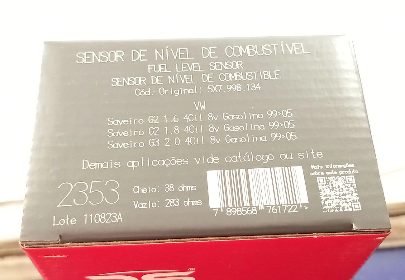 SENSOR/BOIA DE NÍVEL COMBUSTÍVEL VW SAVEIRO G2 1.6/1.8/1.9/2.0 1996/ SAVEIRO G3 1.6/1.8/2.0 1999/05