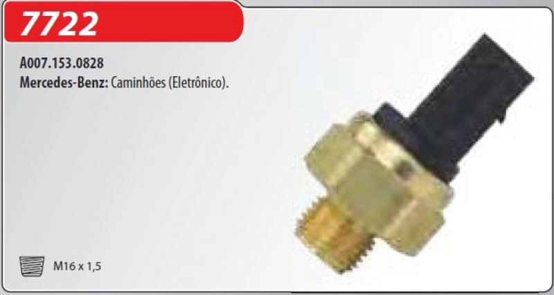 SENSOR ELETRÔNICO DE PRESSÃO DO ÓLEO MB ACCELO/ACTROS/ATRON/AXOR/ANTOS/ECONIC