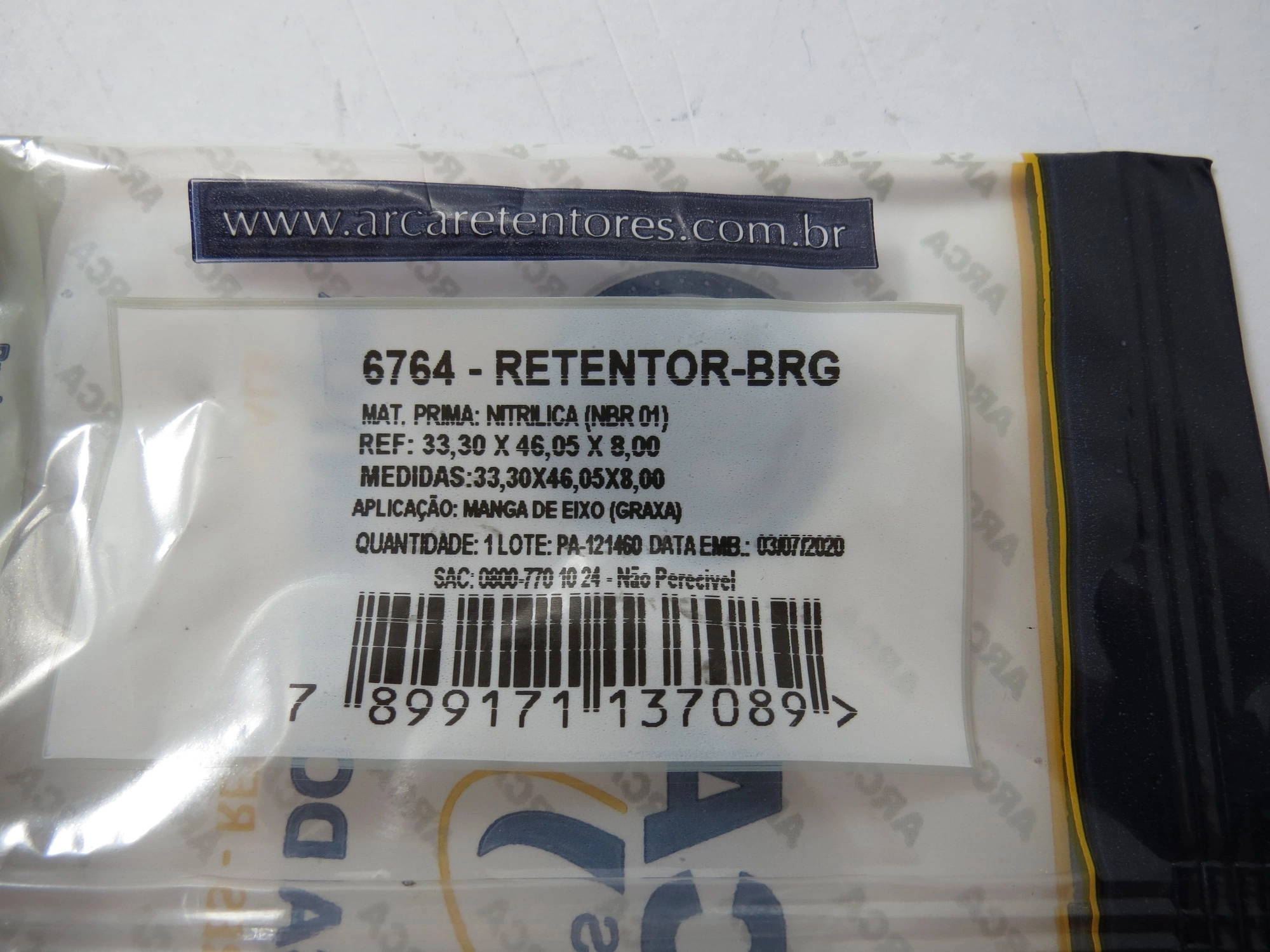 RETENTOR MANGA DE EIXO TROLLER - 33,30X46,05X8MM
