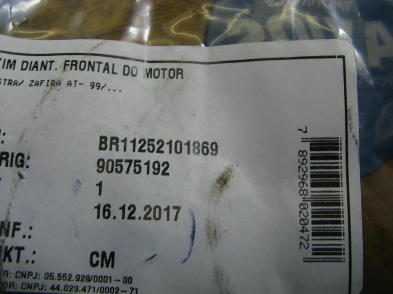 COXIM DIANTEIRO DO MOTOR GM ASTRA/ZAFIRA 1999/ - NOVO VECTRA 2006/ - CÂMBIO AUTOMÁTICO