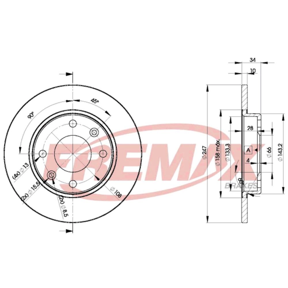 DISCO FREIO DIANTEIRO SÓLIDO 247MM PEUGEOT 106 1.0 91/01 205 83/94 306 93/97 405 89/96