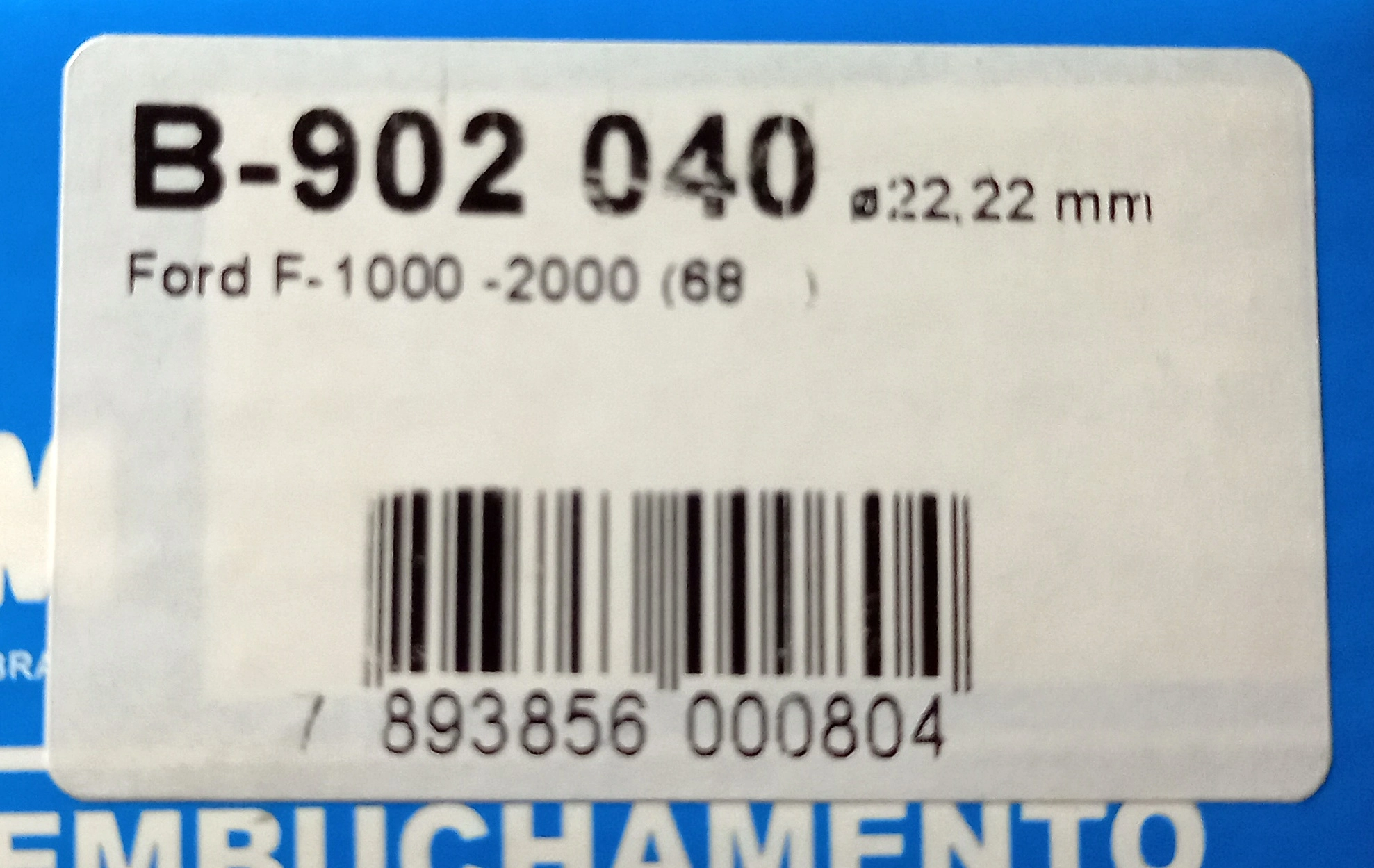 EMBUCHAMENTO DIREÇÃO DIMENSÕES 22.22X162 MEDIDA 040 FORD F-100 69/ F-1000 TODOS