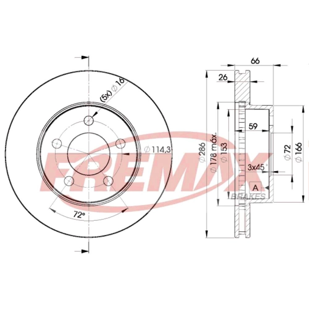 DISCO FREIO DIANTEIRO SEM CUBO VENTILADO 286MM FORD RANGER/EXPLORER 4X4 01.95/