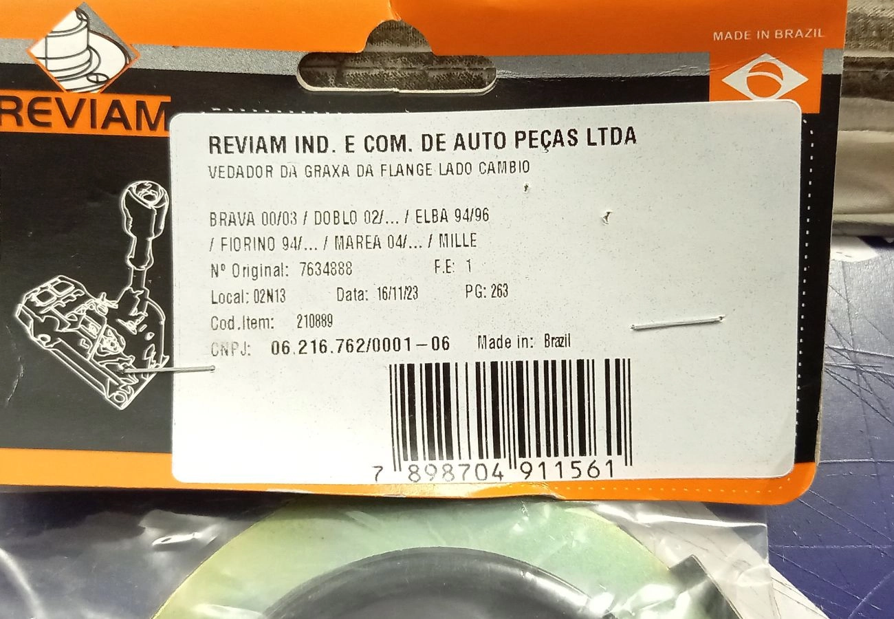 RETENTOR/VEDADOR FLANGE LADO CÂMBIO FIAT FIORINO 1.0/1.4 94/ - PALIO 1.0/1.4 96/ - UNO 1.0/1.4 93/
