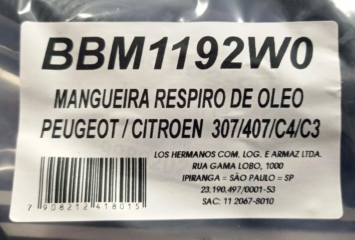 MANGUEIRA DO RESPIRO DO ÓLEO PEUGEOT 03/ - 207 08/ - CITROEN C3 04/ TODOS 1.6 16V TAMPA DE VÁLVULAS