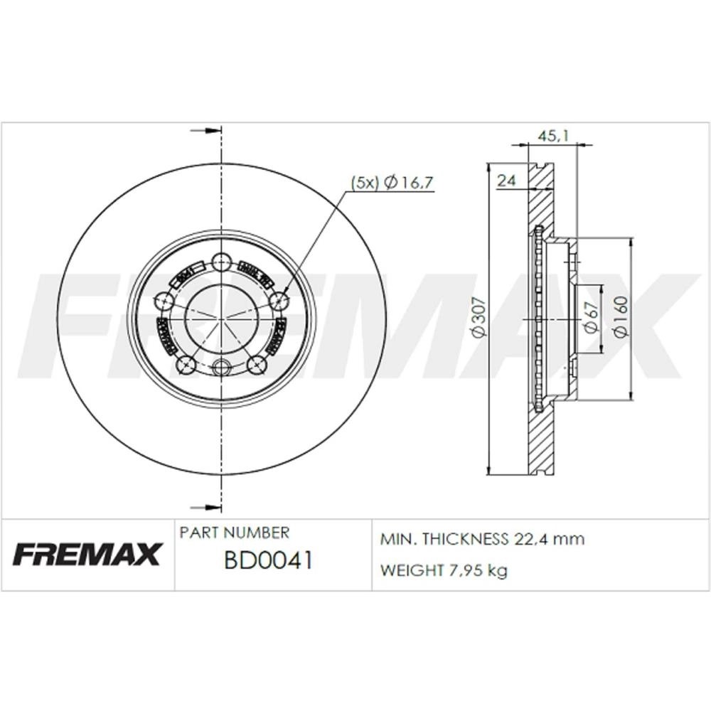DISCO FREIO DIANTEIRO VENTILADO 307MM BMW SERIE 1 2 X1 17/25
