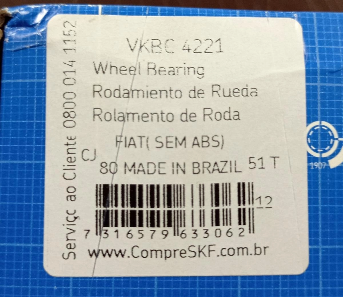 ROLAMENTO RODA DIANTEIRA SEM ABS FIAT IDEA/PALIO/STRADA/DOBLO/RENAULT/LOGAN/SANDERO - 37X72X37MM