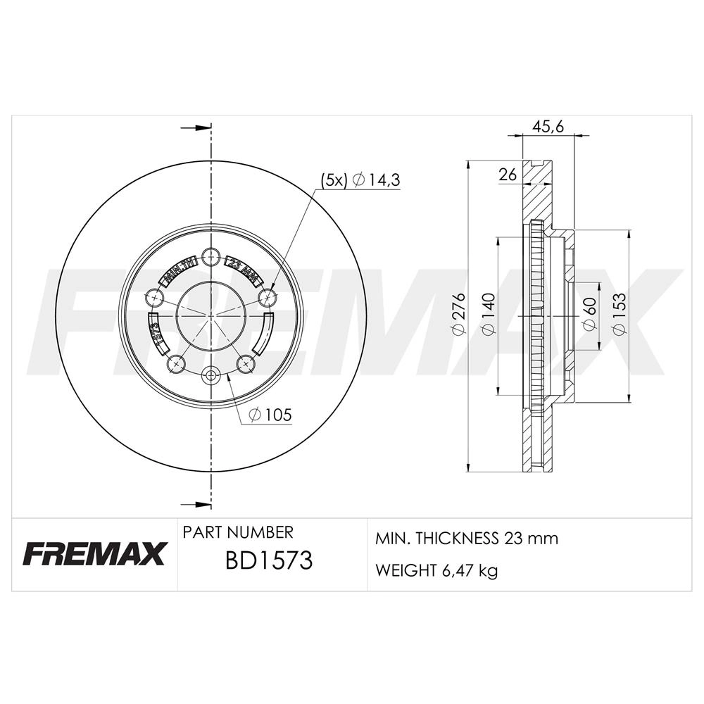 DISCO FREIO DIANTEIRO SEM CUBO VENTILADO 276MM GM TRACKER 2020/ NOVA MONTANA 23/24