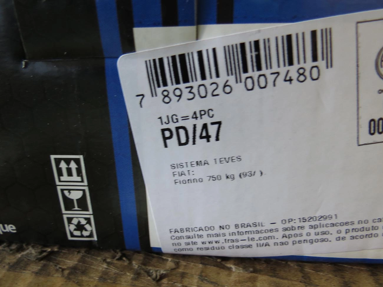 PASTILHA FREIO RODA DIANTEIRA FIAT FIORINO FIASA 91/95 FIRE 03/13 TIPO 93/97 UNO WAY 05/13