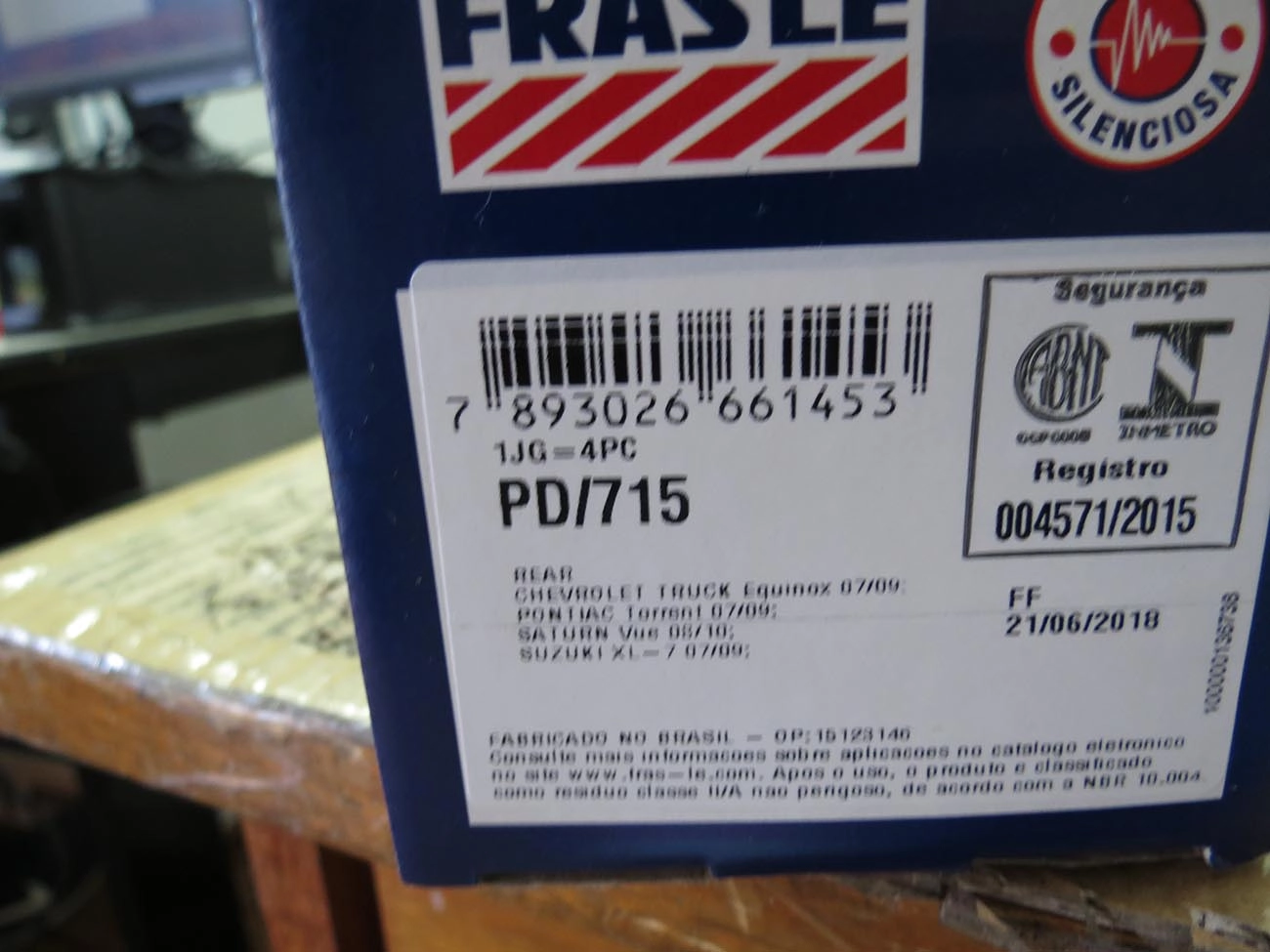 PASTILHA FREIO RODA TRASEIRA GM CAPTIVA 2009/