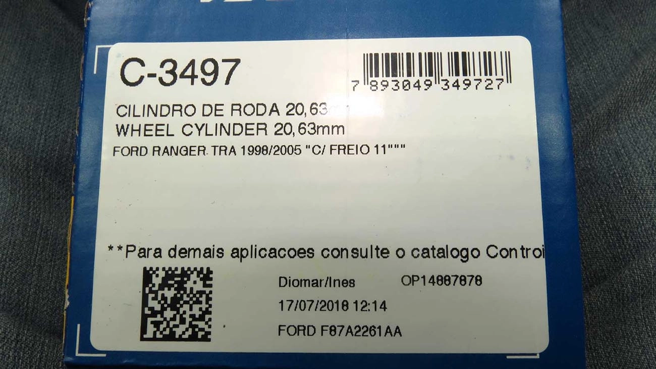 CILINDRO RODA FREIO TRASEIRO LADO DIREITO/ESQUERDO COM 11POLEGADAS TRASEIRA FORD RANGER 98/2005