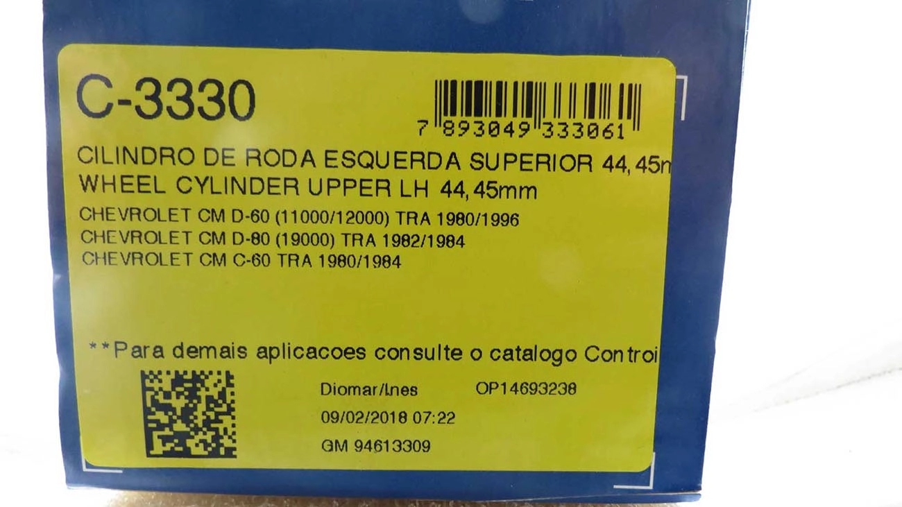 CILINDRO RODA FREIO TRASEIRO LADO ESQUERDO SUPERIOR TRASEIRA ESQUERDA GM A/C/D-60/80 80/96 D11000/12000 1-3/4 44,45MM