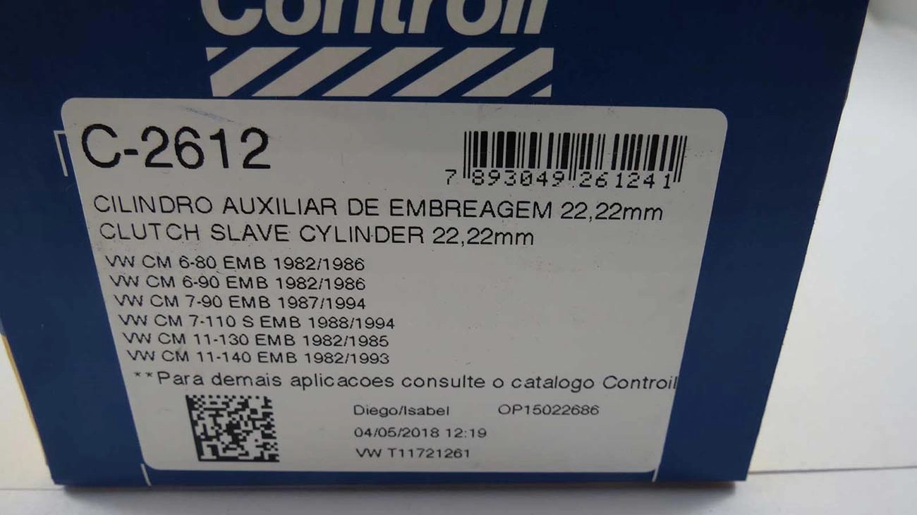 CILINDRO AUXILIAR/ESCRAVO EMBREAGEM VW 6.80/6.90/7.90/7.110/11.130/11.140/12.140/13.130 7/8 22,22MM