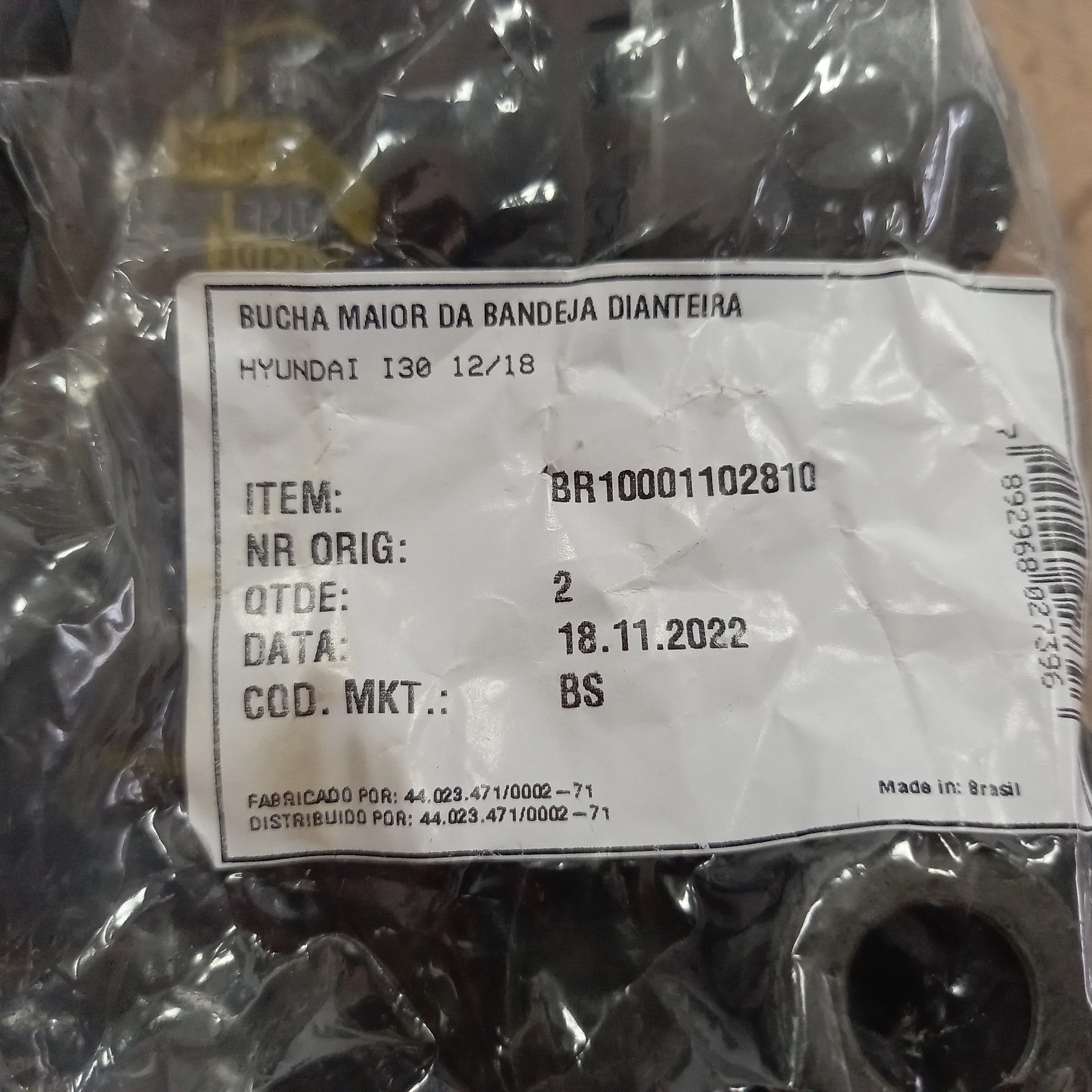 BUCHA TRASEIRA BANDEJA DIANTEIRA HYUNDAI I30 12/18 - ELANTRA 12/ - VELOSTER 12/13