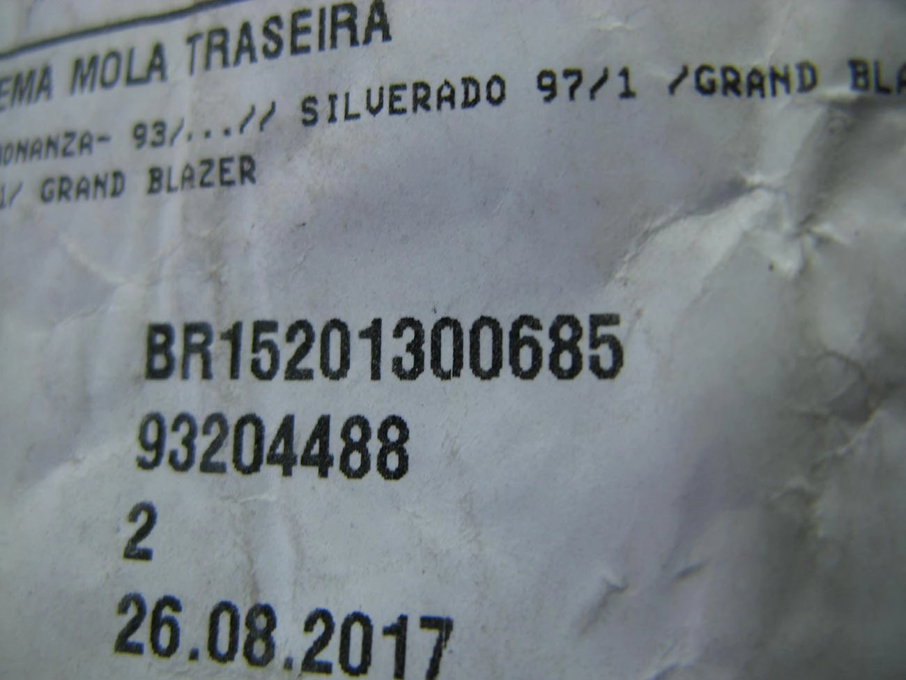BUCHA TRASEIRA FEIXE MOLAS MOLA GM A/C/D-20 93/ SILVERADO 97/