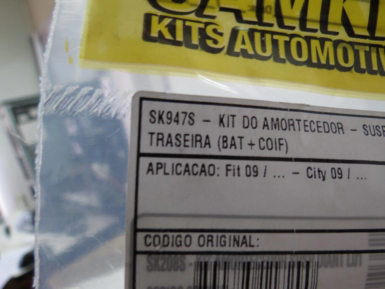 KIT AMORTECEDOR TRASEIRO HONDA CITY/FIT 2009/ - BATENTE E COIFA