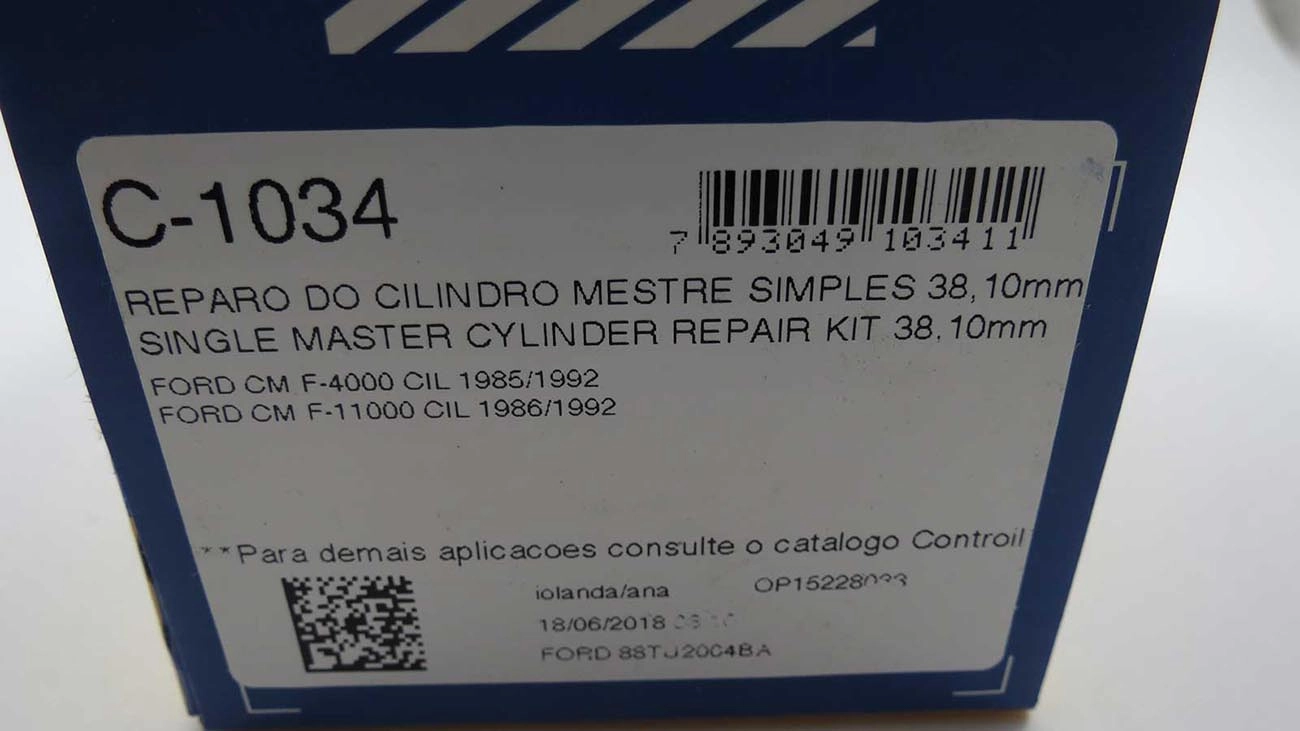 REPARO CILINDRO MESTRE SIMPLES 38.10MM FORD F-4000 85/92 F-11000 86/92 1-1/2