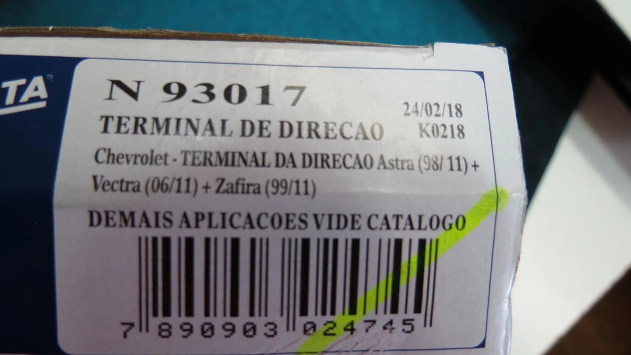 TERMINAL DIREÇÃO DIREITO/ESQUERDO GM ASTRA 99/11 ZAFIRA 01/12 NOVO VECTRA 06/12