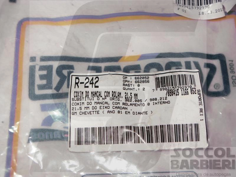 COXIM MANCAL COM ROLAMENTO EIXO CARDAN GM CHEVETTE/CHEVY 81/ 21.5MM