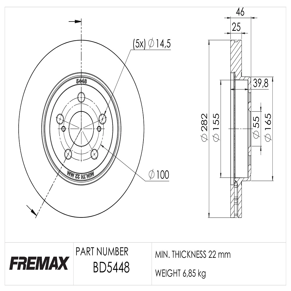 DISCO FREIO DIANTEIRO VENTILADO 282MM TOYOTA COROLLA 2019/2024 1.8/2.0