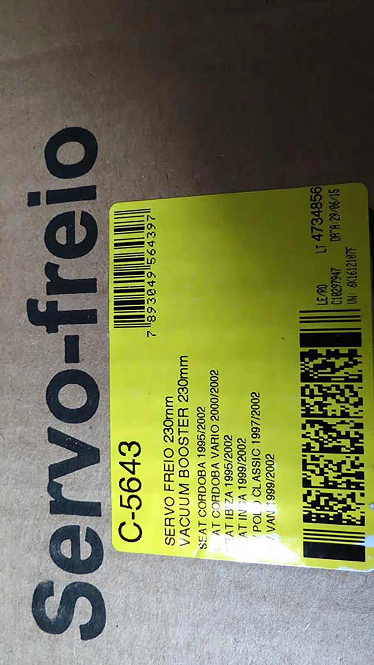 SERVO FREIO VW POLO CLASSIC/VAN 97/ SEAT CORDOBA/IBIZA 230MM