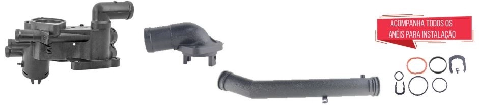 KIT CAVALETE/FLANGE DA ÁGUA VW NOVO GOL 1.0/1.6 8V 08/ G5 - FOX 1.0/1.6 - COM AR QUENTE