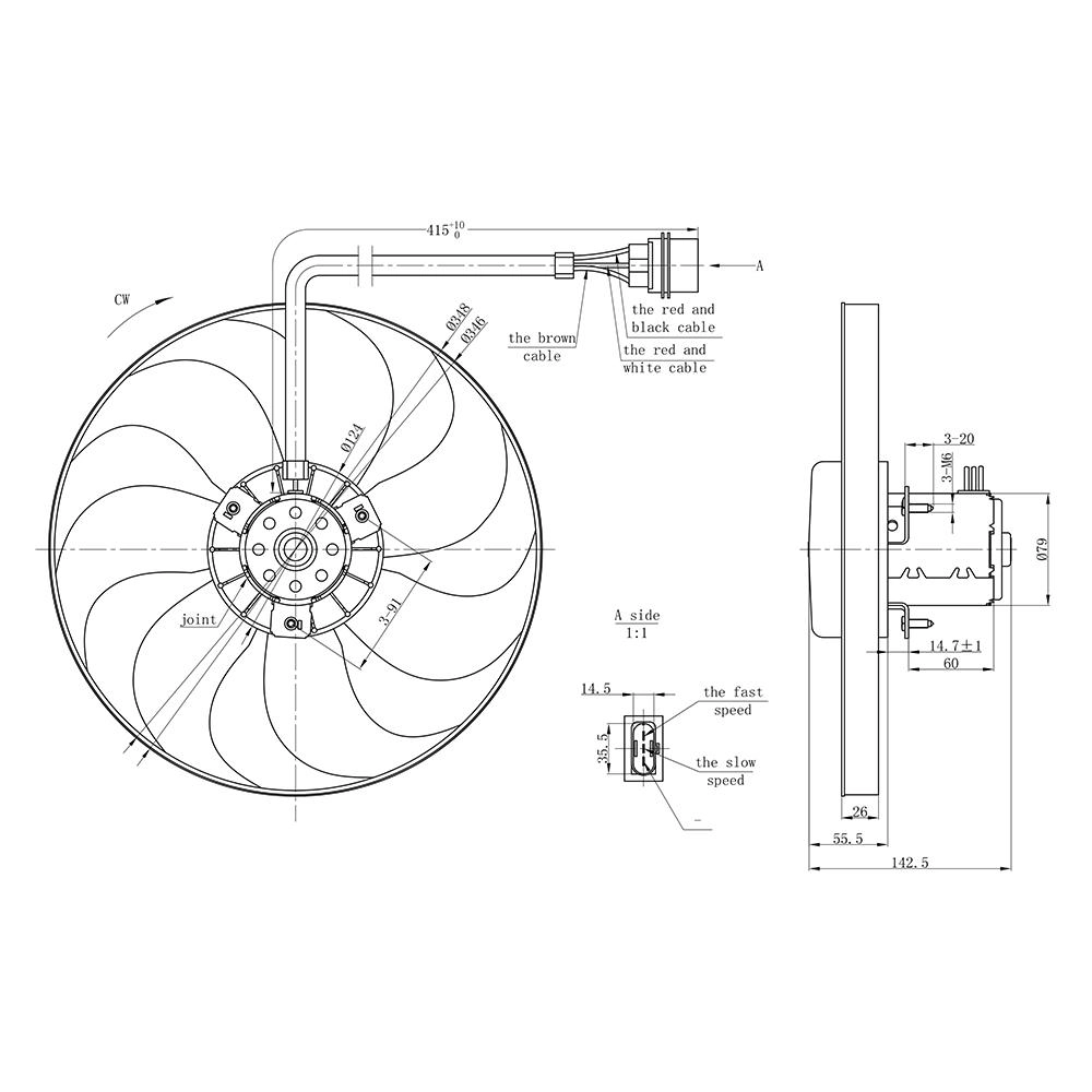 ELETROVENTILADOR VW BORA 98/05 GOLF TURBO 01/05 FUSCA 00/10 POLO 03/06 AUDI A3 1.6 97/03 A3 1.8 96/0