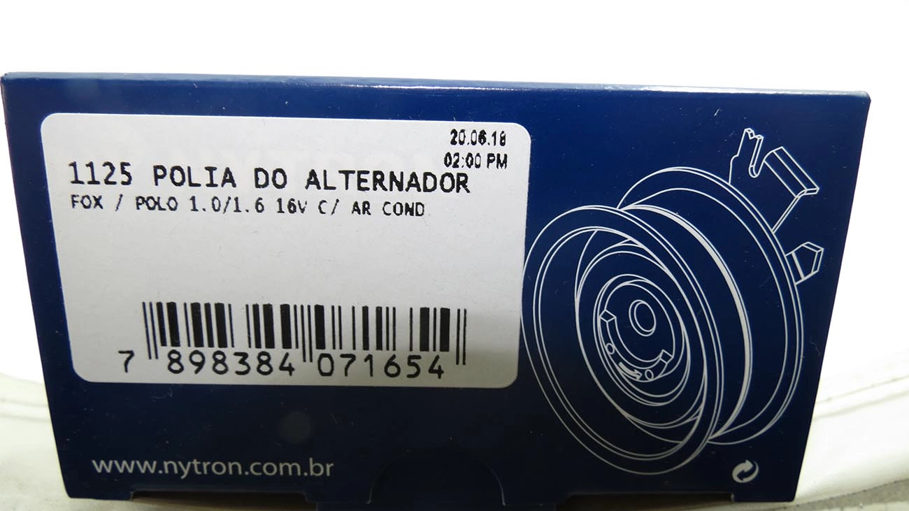 POLIA TENSOR CORREIA ALTERNADOR/TENSIONADOR AUXILIAR ACESSÓRIOS MOTOR VW FOX/POLO 1.0 16V C/ACD NOVO GOL/VOYAGE 08/ A3 1.6 02/ 76,5X25MM