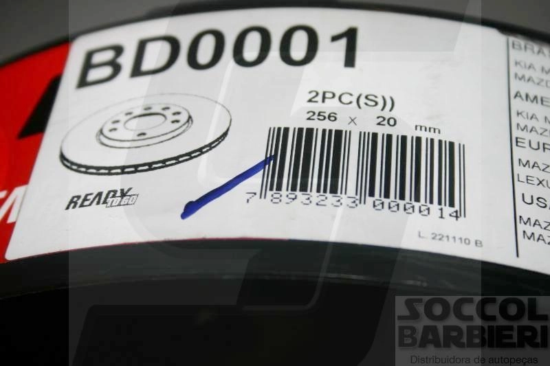 DISCO FREIO DIANTEIRO VENTILADO 256MM KIA BESTA 2.2 93/97 TOPIC MAZDA B2000/B2200/B2600