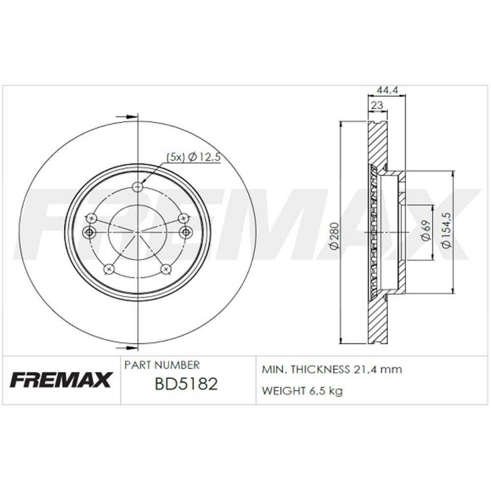 DISCO FREIO DIANTEIRO VENTILADO 280MM HYUNDAI I30 1.6 16V 13/14 1.8 ELANTRA 2.0 12/