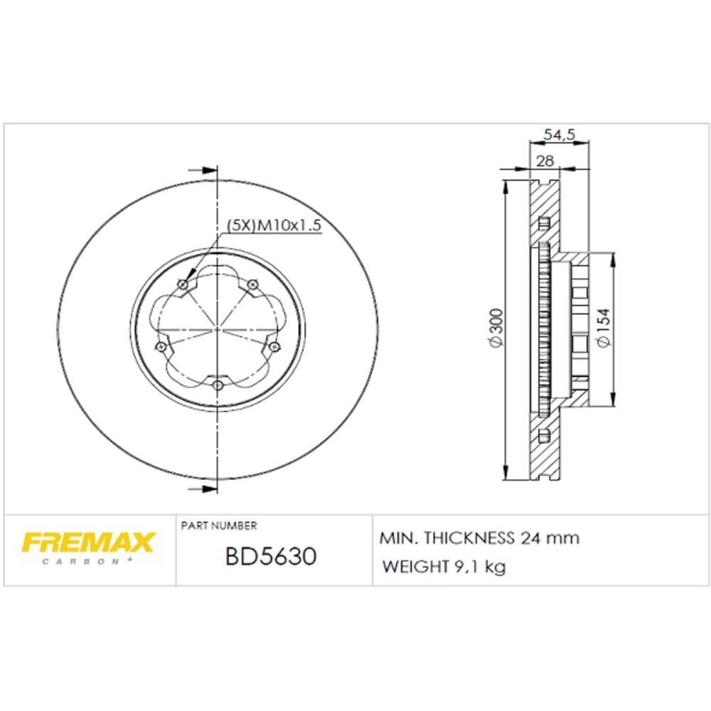 DISCO FREIO DIANTEIRO VENTILADO 300MM FORD TRANSIT 2.2 12/14 2.4 09/11