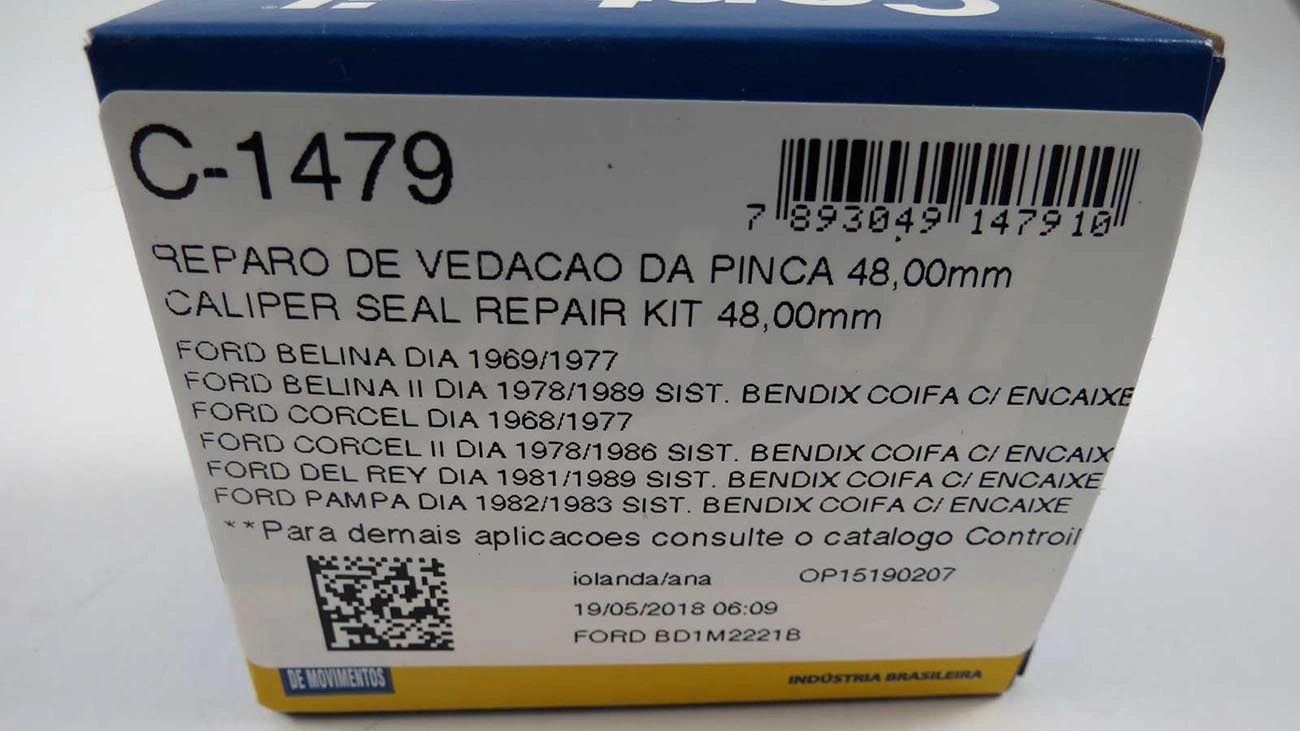 REPARO VEDAÇÃO PINÇA 48.00MM CILINDRO RODA FORD CORCEL/BELINA/DEL REY 68/89 PAMPA 82/83 DIANTEIRO