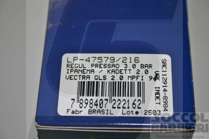 REGULADOR PRESSÃO 3.0 BAR GM KADETT/IPANEMA 2.0 12.96/12.98 VECTRA GASOLINA