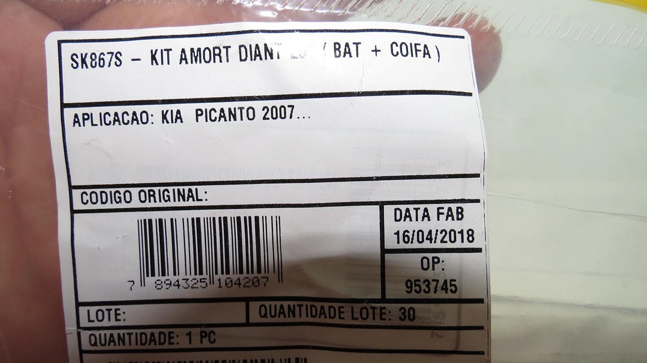 KIT AMORTECEDOR DIANTEIRO KIA PICANTO 07/11 - BATENTE E COIFA