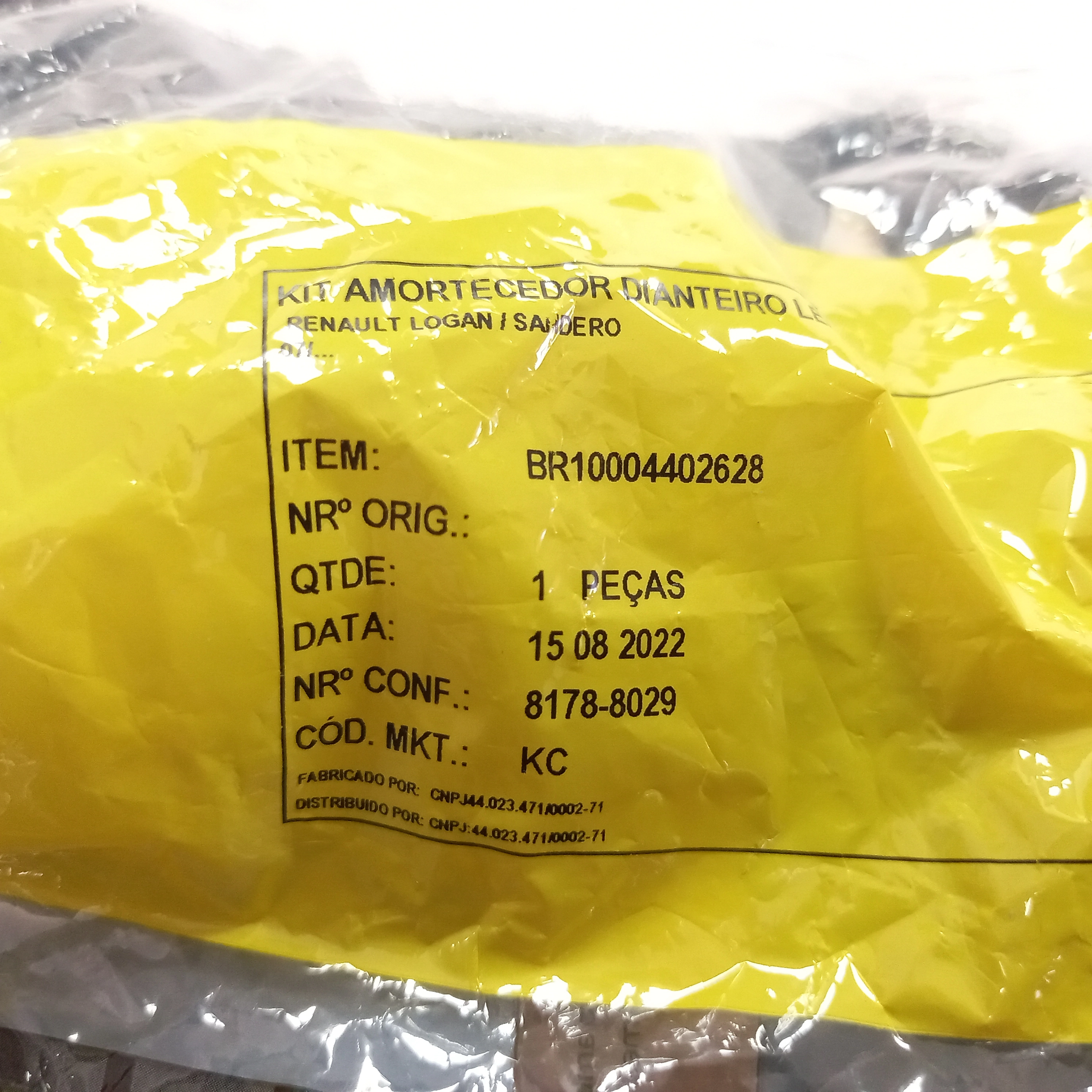 KIT AMORTECEDOR RENAULT CAPTUR 2017/ LOGAN/SANDERO 2007/ DUSTER 2012/ DIANTEIRO LE/LD