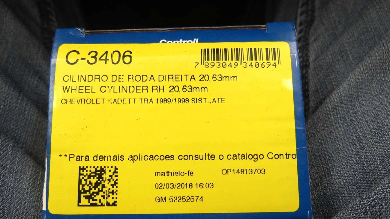 CILINDRO RODA FREIO TRASEIRO LADO DIREITO TRASEIRA DIREITA GM KADETT 89/98 20,63MM 13/16 SISTEMA TEVES ENCAIXE 27,5MM
