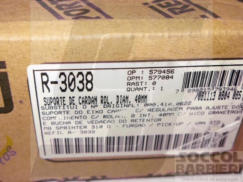 SUPORTE/ROLAMENTO DO CARDAN MB SPRINTER 310D FURGAO/PICK-UP/VAN STD - 40MM COM SUPORTE