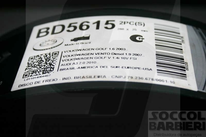 DISCO FREIO DIANTEIRO VENTILADO 288MM AUDI A3 VW GOLF 03/12 JETTA/VARIANT 07/ TAOS 21/