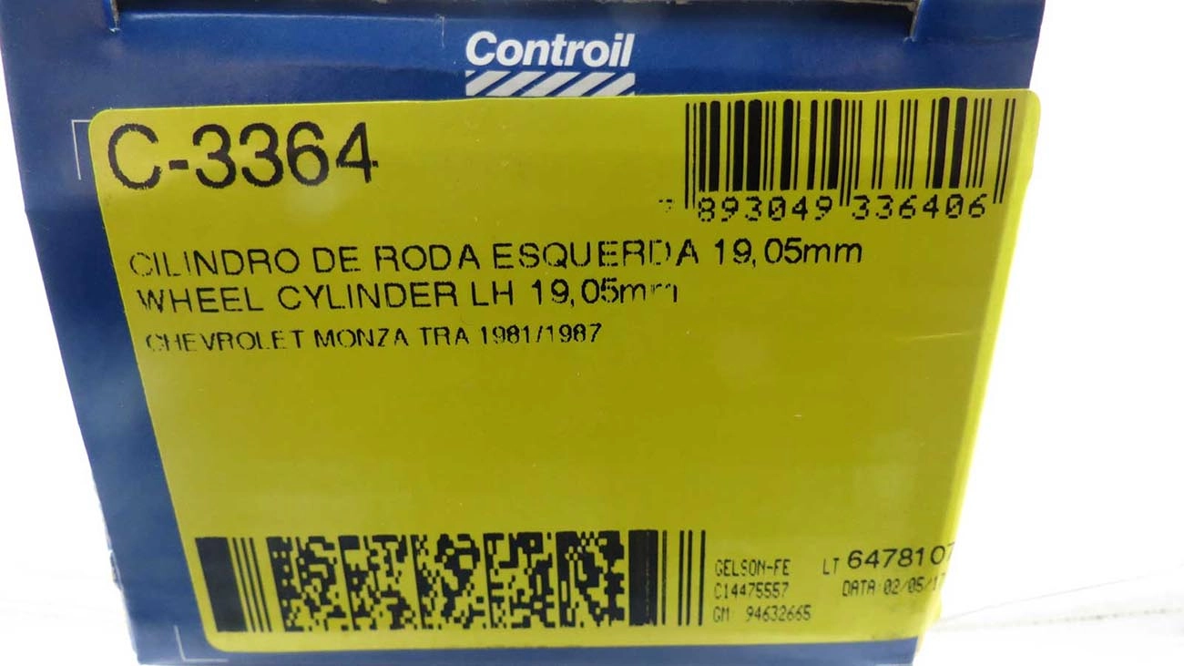 CILINDRO RODA TRASEIRA ESQUERDA GM MONZA 81/87 - 3/4 - 19,05MM