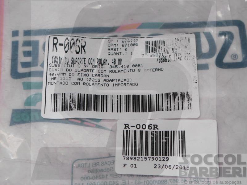 ROLAMENTO DO CARDAN MB 608 80/ - 1113/1313/2013/709/912/1114/1214/1614 - SISTEMA ORIGINAL
