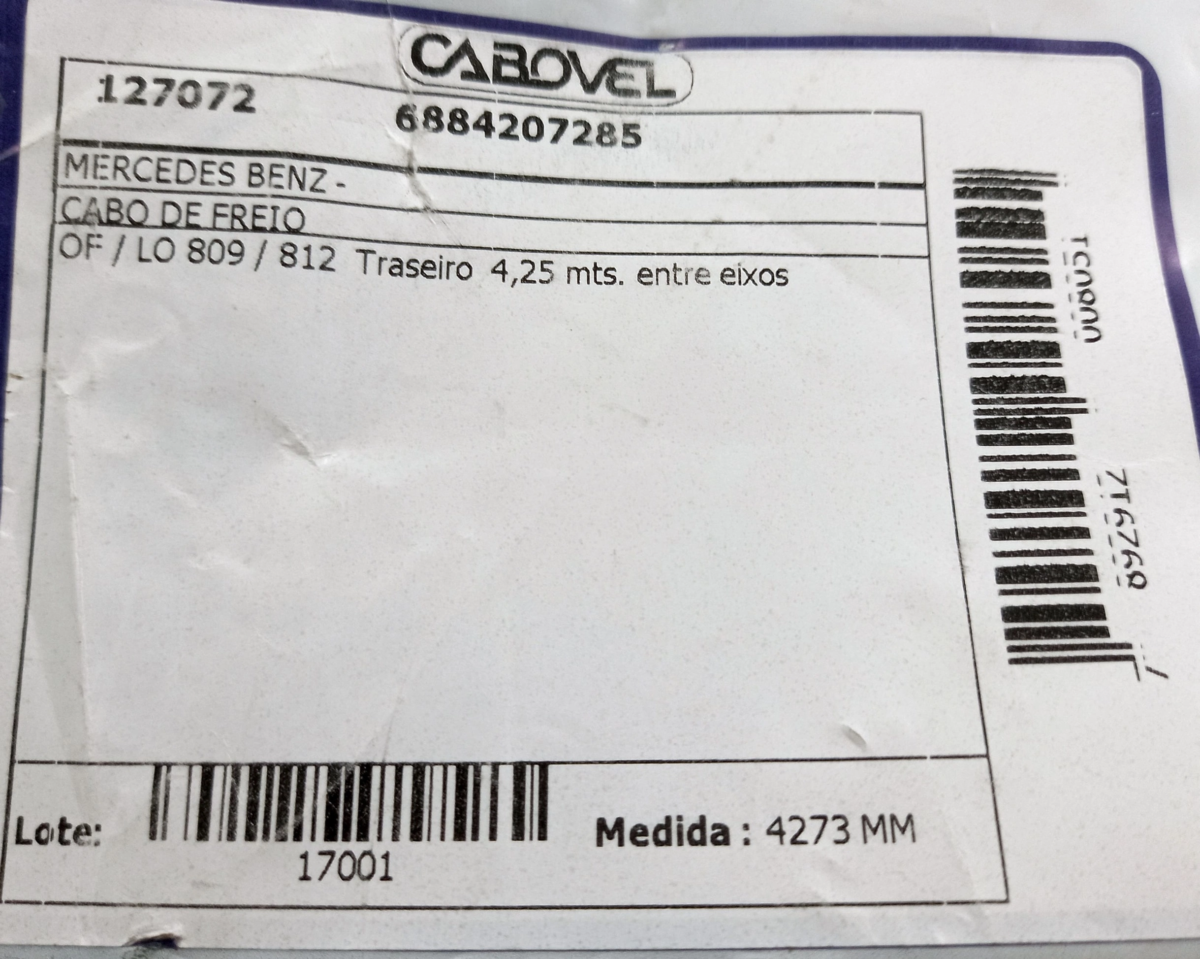 CABO FREIO MB OF/LO-809/812 - TRASEIRO 4273MM