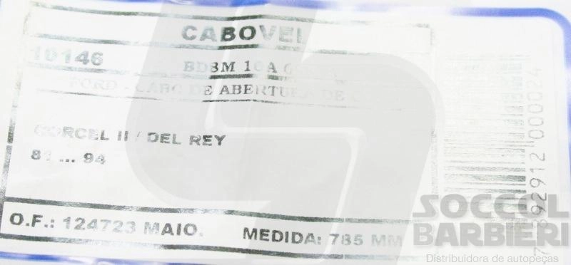 CABO CAPÔ COM ALAVANCA 785MM CAPO FORD CORCEL II/DEL REY 81/94