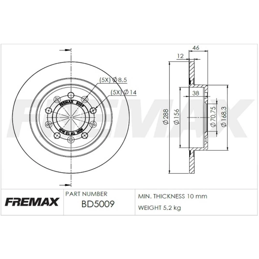 DISCO FREIO TRASEIRO SÓLIDO 288MM GM EQUINOX 1.5 19/24 2.0 17/22 SOLIDO