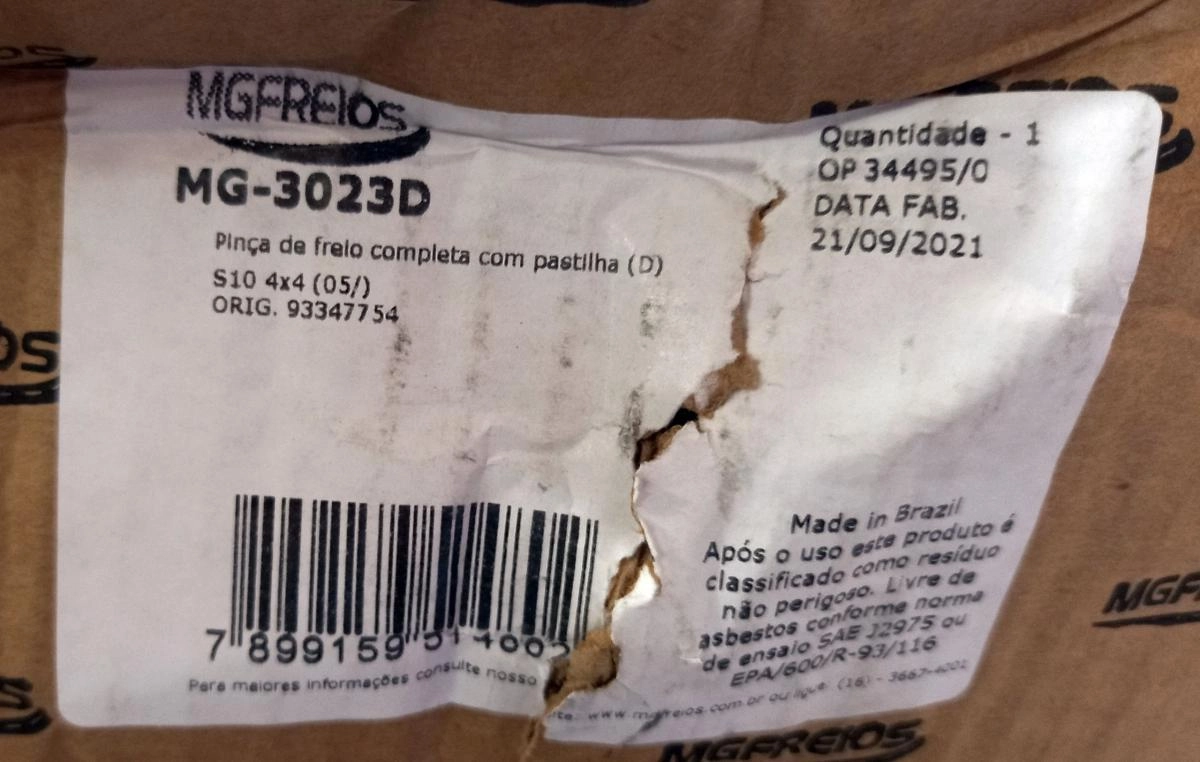 PINCA FREIO GM S-10/BLAZER 95/2012 4X4 - DIREITA COMPLETA