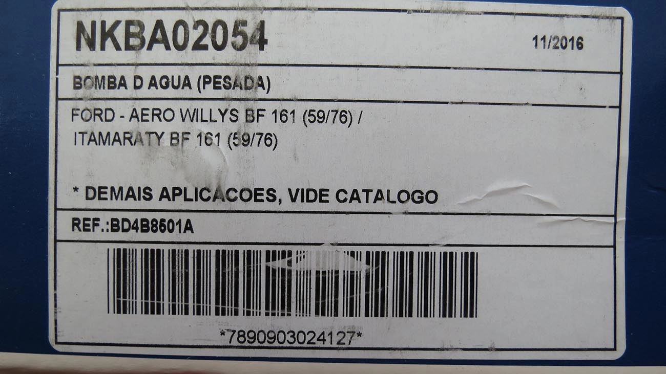 BOMBA AGUA WILLYS F-75/JEEP/RURAL 6 CIL