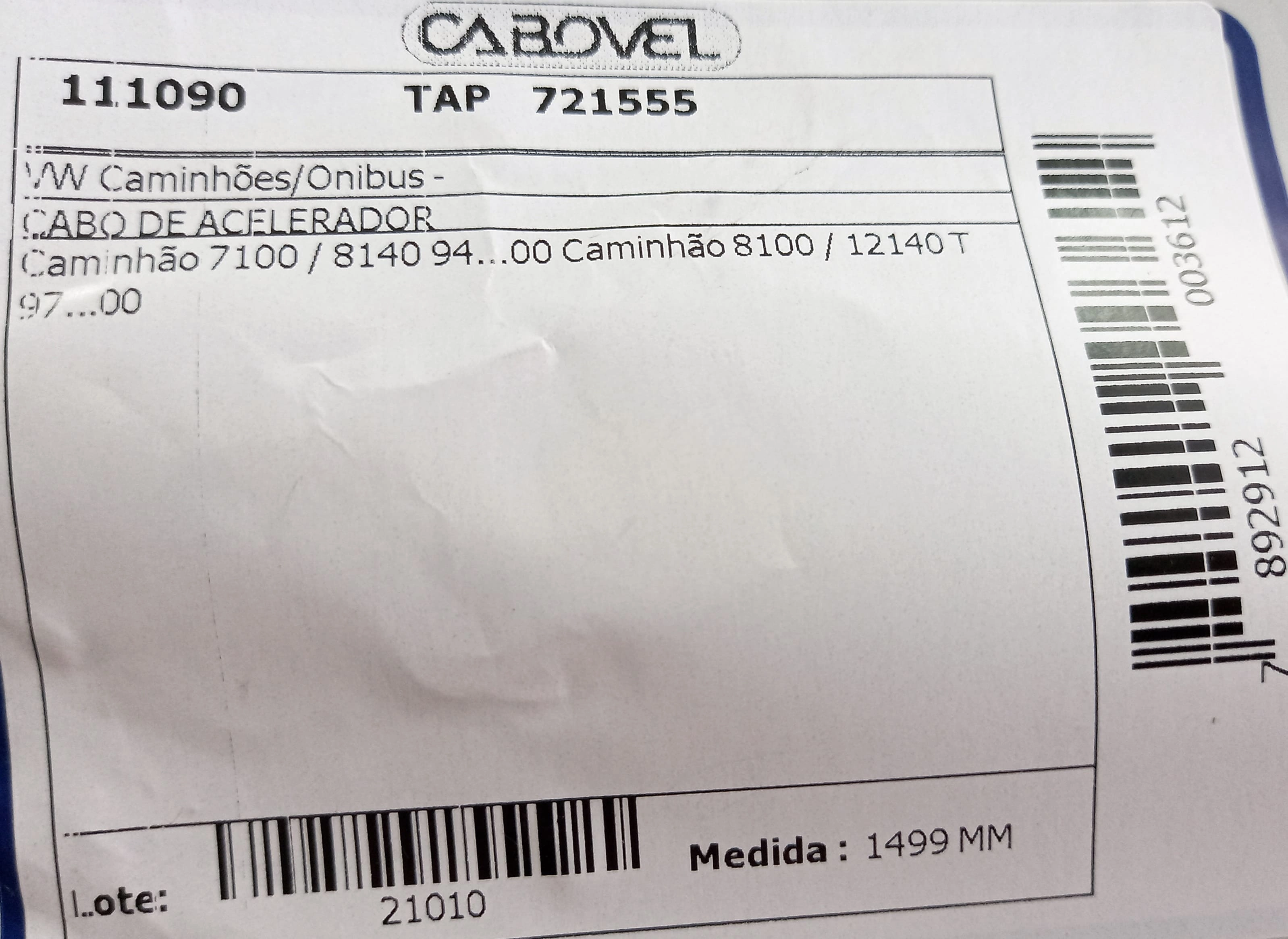CABO ACELERADOR 1499MM VW 7.100/8.140/8.100/12.140 T 94/00 1395MM