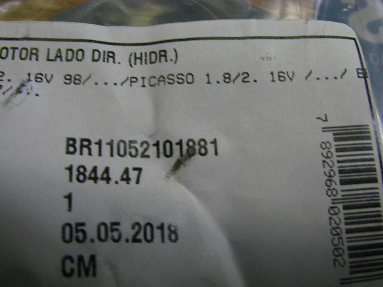 COXIM HIDRAULICO MOTOR DIREITO CITROEN XSARA/PICASSO/BERLINGO 1.8/2.0 16V 97/