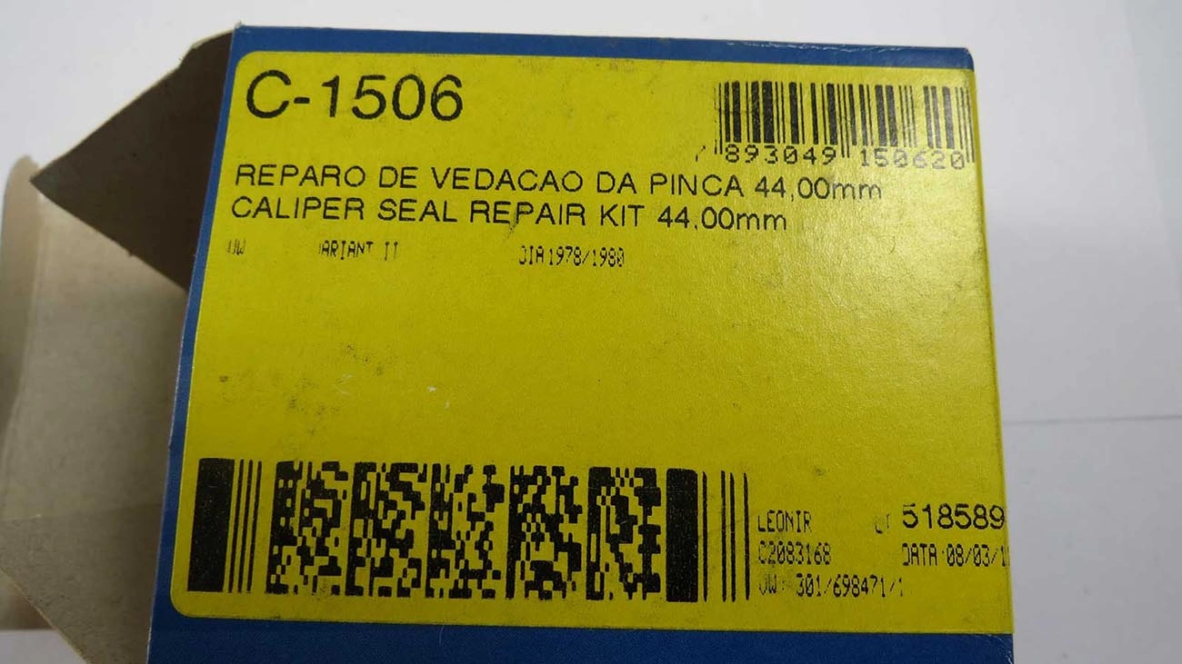 REPARO VEDAÇÃO PINÇA 44.00MM CILINDRO RODA VW VARIANT II 78/80 FREIO DISCO 44MM DIANTEIRO