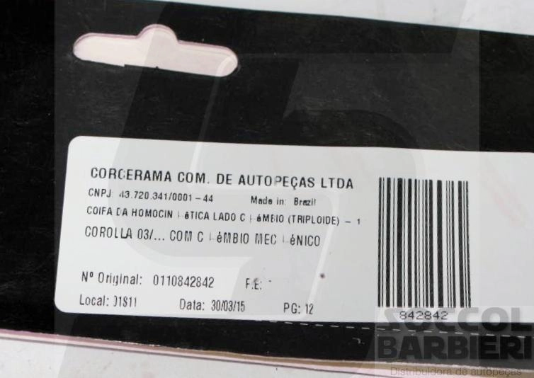 KIT REPARO HOMOCINÉTICA TRIPÓIDE LADO CÂMBIO TOYOTA COROLLA 02/08 - 19X80MM