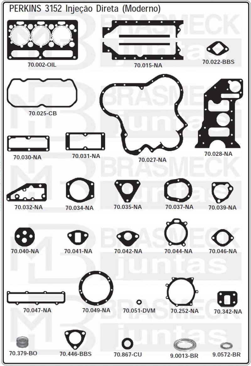 JOGO DE JUNTAS DO MOTOR PERKINS 3152 INJEÇÃO DIRETA